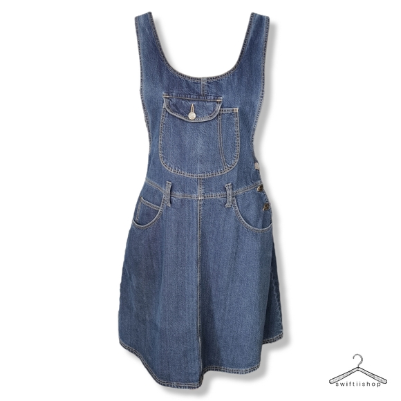 Vintage Dresses & Skirts - VINTAGE Size M DIAN YUN 100% Cotton Denim Blue Overall Mini Dress